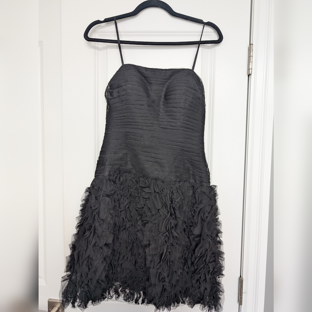 Black Strapless Cocktail Length Dress